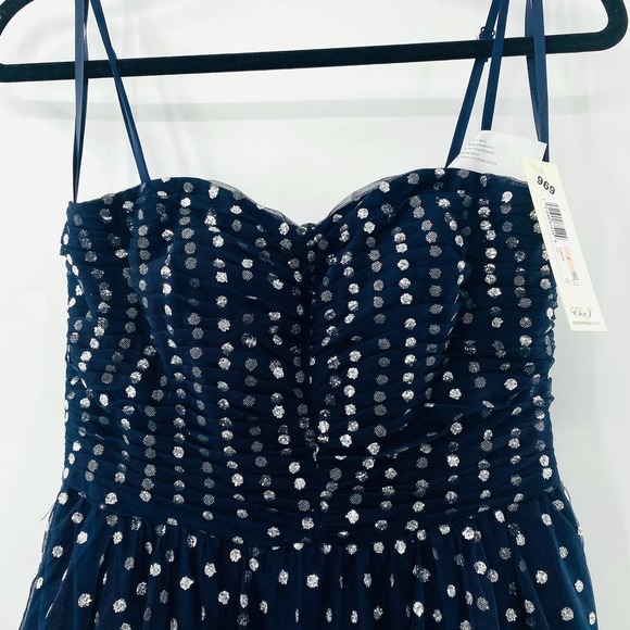 Eliza J Navy Glitter Mesh Fit & Flare Sweetheart Cocktail Dress Size 2 NWT - Picture 14 of 16